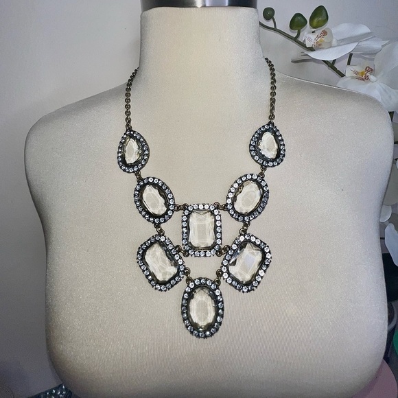 HTF J.Crew Cascading Crystal Statement Necklace - Picture 6 of 15